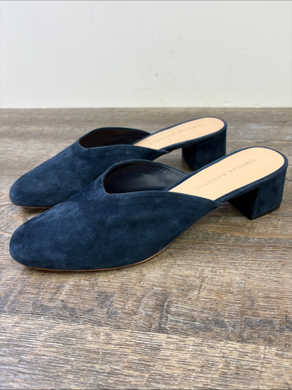 Loeffler Randall Navy Blue Suede Block Heel Mule Pumps Shoes Size 8B